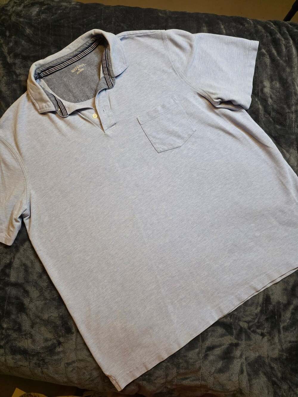 Merona Men's Blue Short Sleeve Polo Shirt with Chest Pocket Size XL